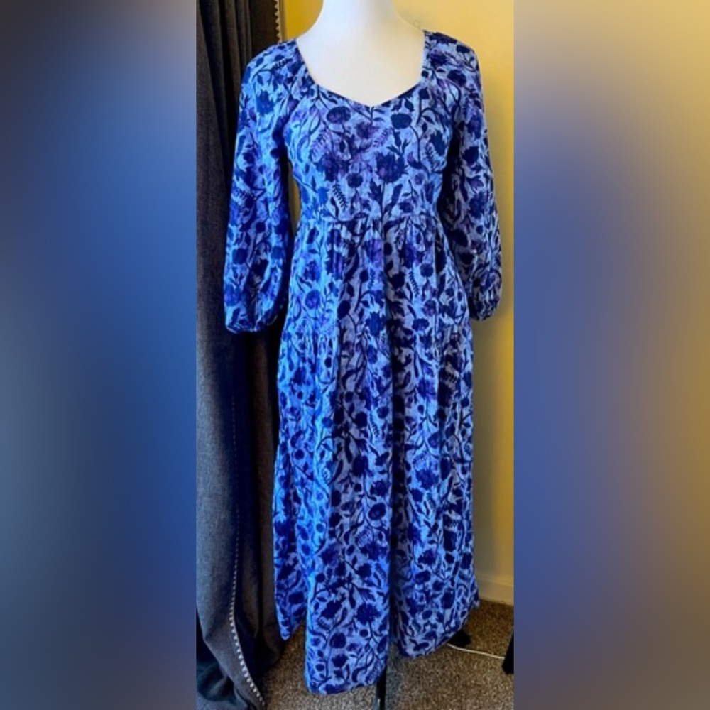Universal Thread Blue Patterned Long Sleeve Dress - image 1